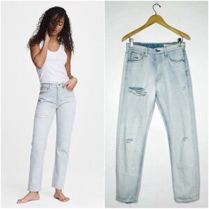 Rag & Bone Maya High Rise Slim Leg Light Blue Distressed Jeans Size 27